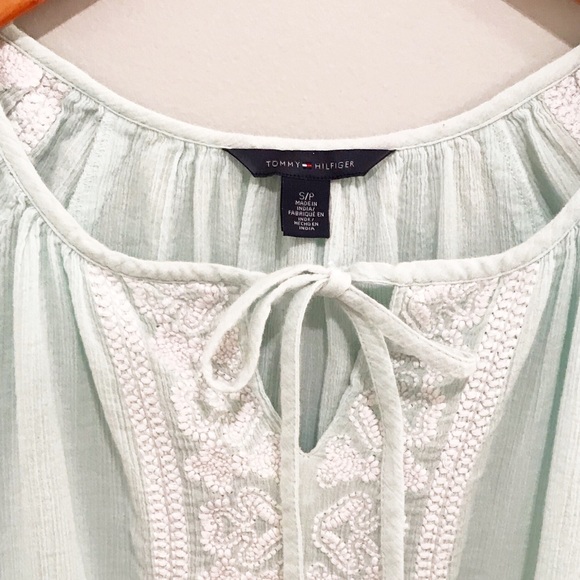 Tommy Hilfiger Gauze Light Cyan Top Size S/P - Picture 2 of 4